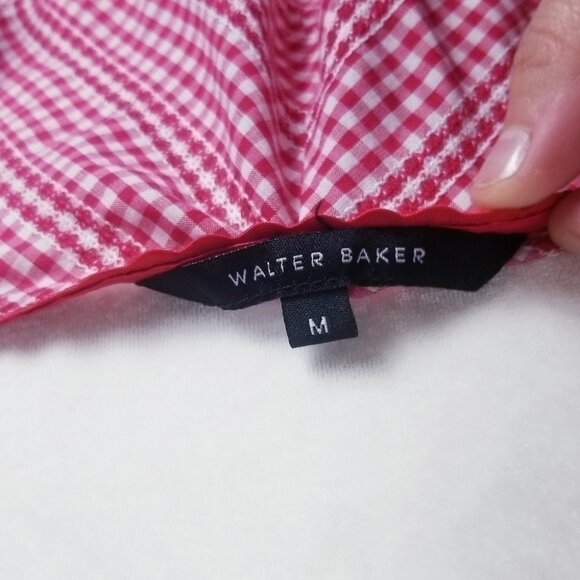 Walter Baker Riley Cold Shoulder Gingham crop top Red Plaid Off the Shoulder Med - Picture 5 of 8